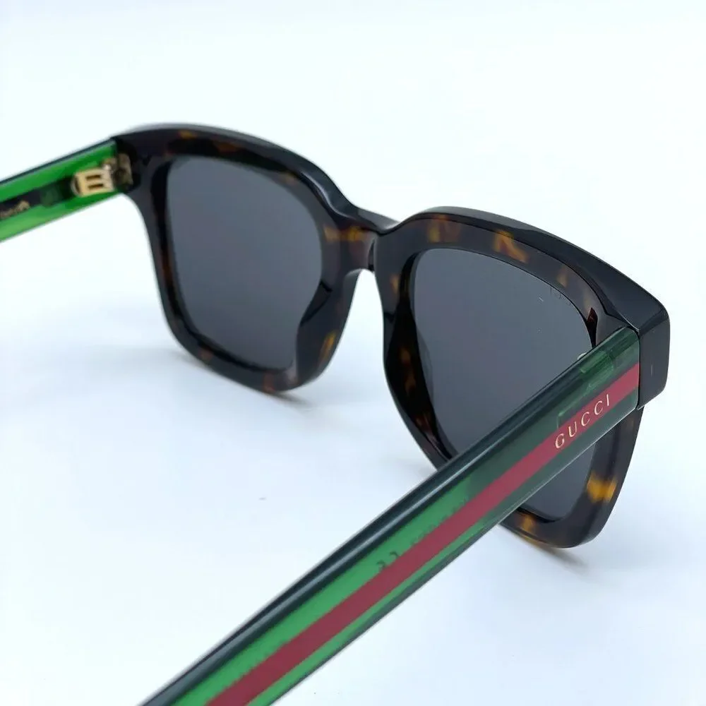 NEW GUCCI GG0001SN 003 Havana Colorful Gray Square Unisex Sunglasses